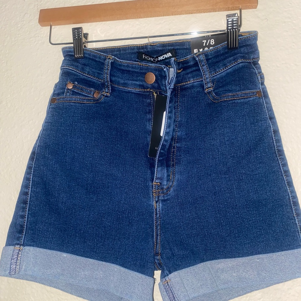 Fashion Nova Dark Blue Jean Shorts